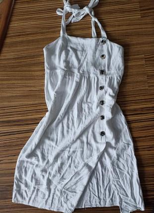 Белоснежное платье (лён+ вискоза ) .5 фото