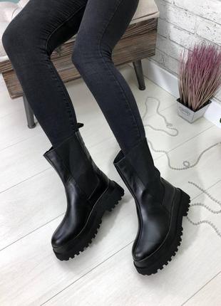 Женские кожаные ботинки челси на байке/утре 🙈