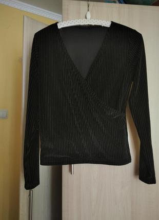 Оксамитова блуза в рубчик