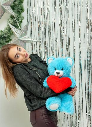 Плюшевий ведмедик серце романтичний подарунок дівчині 6 кольорів8 фото