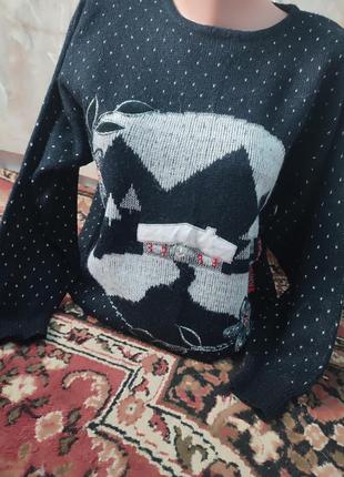 Свитер новогодний, новогодний принт