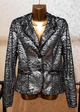 Пиджак италия р. s мех серебристый жакет меховый2 фото