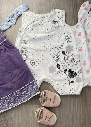 Набор летней одежды на девочку 9-12 месяцев. рост 80см.2 фото