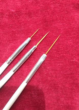 Набір довгих пензликів для манікюру 3 штуки