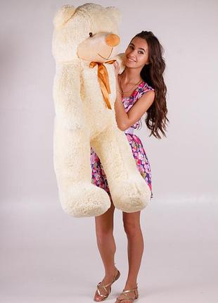 Плюшевий ведмедик великий красивий білий, бежевий, коричневий, подарунок дівчині