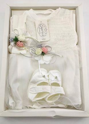 Подарунковий набір 0 до 4 місяців плаття для хрещення подарунок новонародженого біле