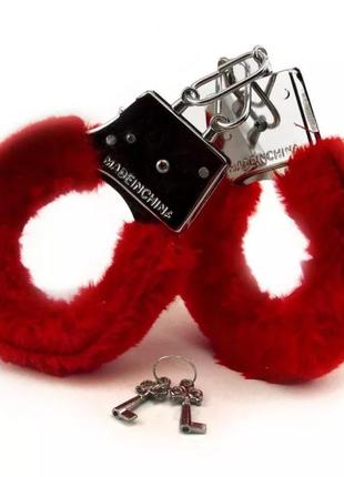 Красные браслеты металлические с мехом2 фото