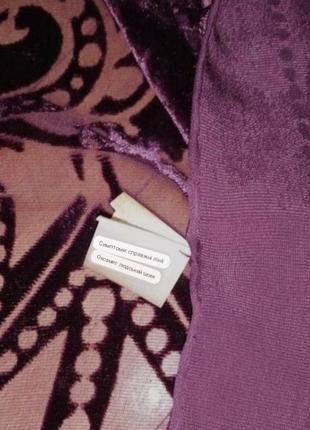Трендовий шарф шовк+віскоза з оксамитовим принтом і шовковими тороками7 фото
