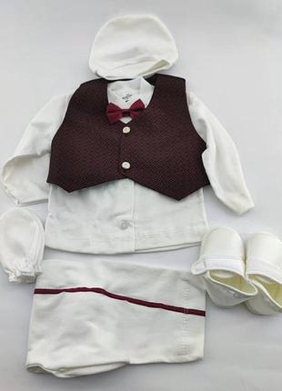 Подарунковий набір костюм 0 до 4 місяців туреччина для хрещення новонародженого2 фото