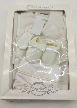Подарунковий набір костюм 0 до 4 місяців туреччина для хрещення новонародженого білий3 фото
