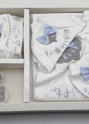 Подарунковий набір костюм 0 до 4 місяців туреччина для новонароджених набір на виписку білий1 фото