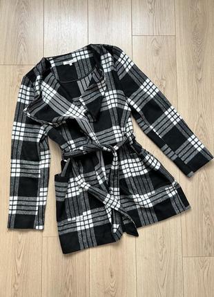 Пальто плащ накидка клітчасте peacocks з вовною