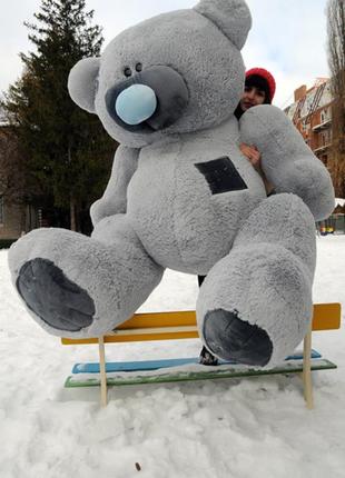 Плюшевый медведь большой стильный серый, бежевый, белый подарок девушке 14 февраля3 фото