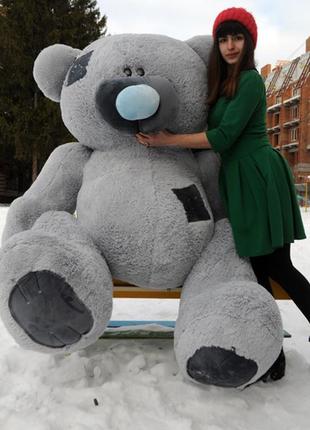 Плюшевый медведь большой стильный серый, бежевый, белый подарок девушке 14 февраля6 фото