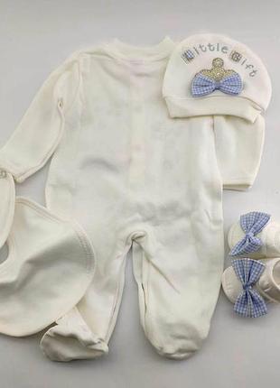 Подарунковий набір костюм 0 до 4 місяців туреччина для новонароджених набір на виписку біле3 фото