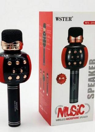 Беспроводной микрофон караоке блютуз wster ws-2911 bluetooth динамик1 фото