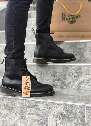 Женские ботинки dr. martens black мех / smb