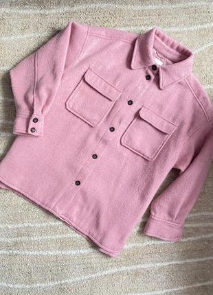 Куртка рубашка шерстяная от h&amp;m нежно-розовая4 фото