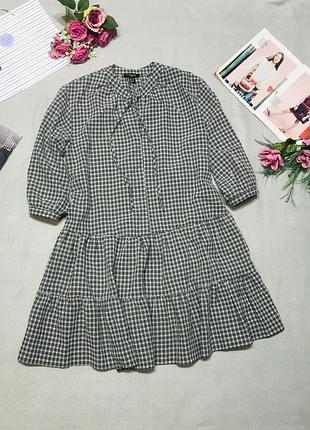 Женское свободное легкое платье в клетку new look tall 👗 размер указан 871 14 / наш 48-50 💥
