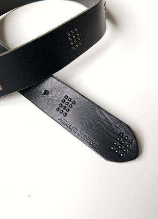 Черный кожаный ремень с заклепками armani3 фото