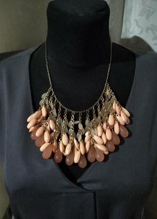 Ожерелье, колье на цепочке с подвесками. длина 50 см.