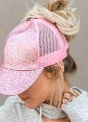 Блискуча кепка рожева бейсболка блайзер глиттерная glitter