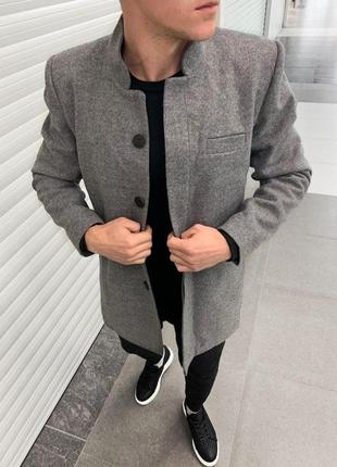 Мужское классическое серое пальто / стильные мужские пальто1 фото