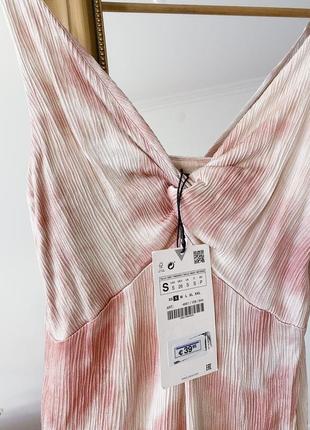 Плаття рожеве zara сліп дрес швкова сукня з розпіркою