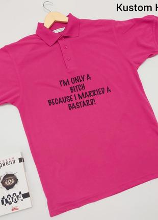 Мужская футболка поло с воротником розового цвета от бренда kustom kit