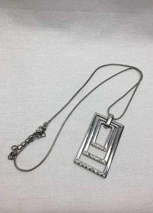 Ланцюжок із підвіском кулон прямокутний із вшивками камені н1246