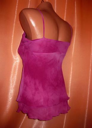 Легкая шифоновая нарядная полупрозрачная двойная майка debenhams фиолетовая с принтом акварель6 фото