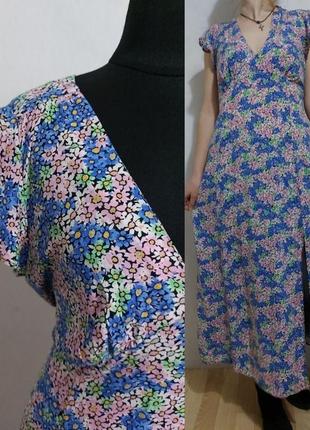 Платье в цветах с вискозы с пояском new look6 фото