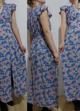 Платье в цветах с вискозы с пояском new look3 фото