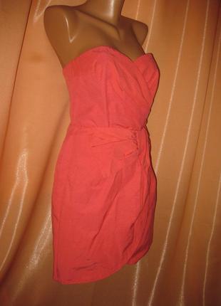 Хлопок72% розовая нарядная открытая приталенное секси платье с бантом h&m км1525 на запах