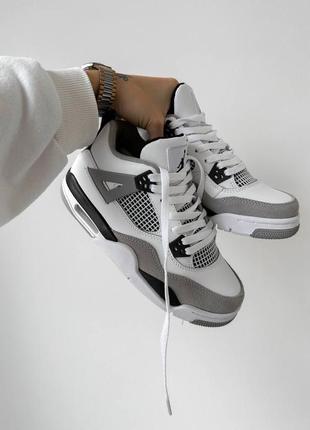 Женские кроссовки air jordan 4 retro “white/grey