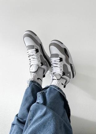 Жіночі кросівки air jordan 4 retro “white/grey4 фото