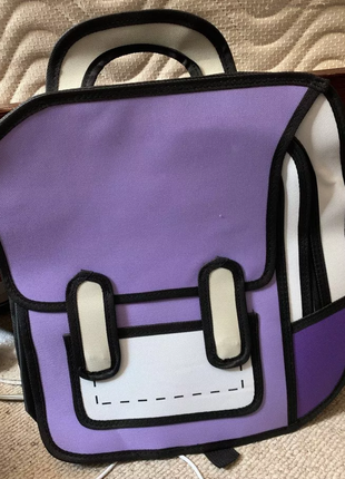 Рюкзак фиолетовый мультяшный нарисованный 2д 3д цветной легкий портфель унисекс дт2774 фото