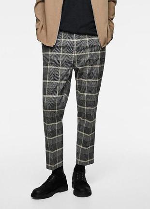 Мужские укороченные классические брюки zara в клетку