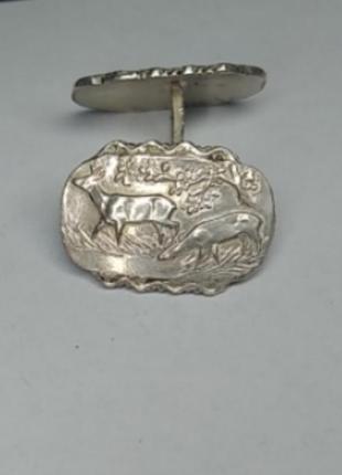 Винтажная антиквариат серебро родовая запонка1 фото