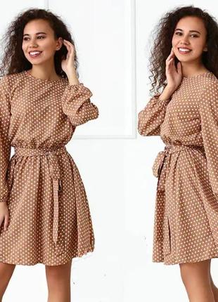 Стильное женское платье в горошек летнее весна демисезон