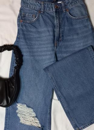 Срочно продам!! джинсы широкие/палаццо синие h&amp;m2 фото