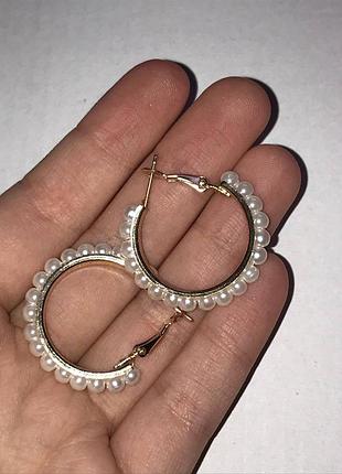 Сережки кольца жемчужные