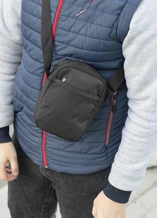 Маленькая городская сумка мессенджер найк черная тканевая через плечо молодежная барсетка на 4 отдел3 фото