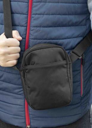 Маленькая городская сумка мессенджер найк черная тканевая через плечо молодежная барсетка на 4 отдел6 фото