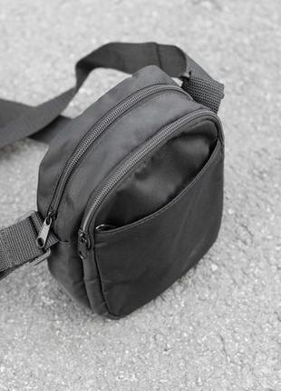 Маленькая городская сумка мессенджер найк черная тканевая через плечо молодежная барсетка на 4 отдел9 фото