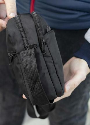 Маленькая городская сумка мессенджер найк черная тканевая через плечо молодежная барсетка на 4 отдел5 фото