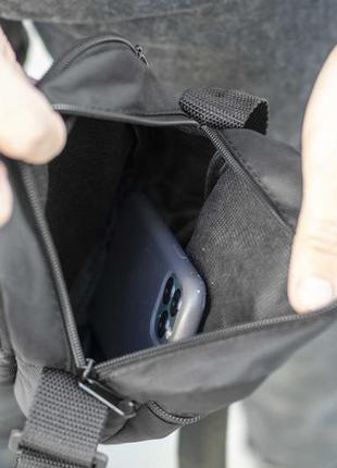 Маленькая городская сумка мессенджер найк черная тканевая через плечо молодежная барсетка на 4 отдел10 фото