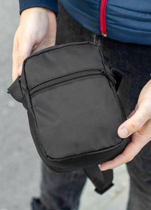 Маленькая городская сумка мессенджер найк черная тканевая через плечо молодежная барсетка на 4 отдел4 фото