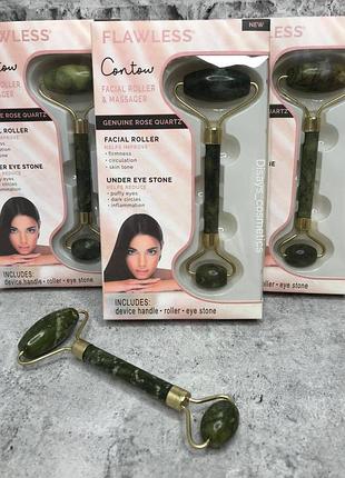 Роликовий масажер для обличчя нефритовий 2в1