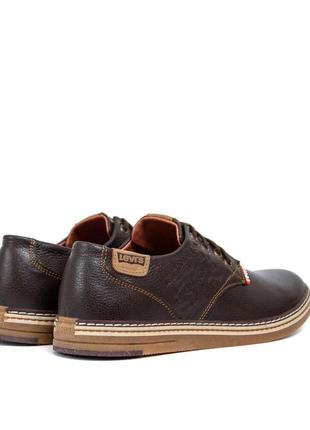 Стильные туфли, ботинки кожаные коричневые мужские львис levis (весна/осень/деми/демисезонные) для мужчин, удобные, комфортные7 фото